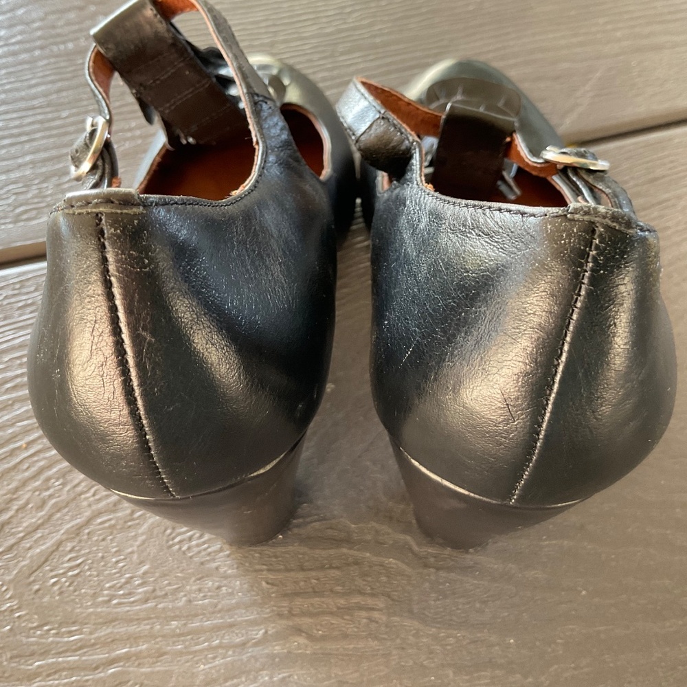 Crown Vintage Women’s Size 9M Heels Black Leather Buckle Ankle Strap Retro - Picture 10 of 16